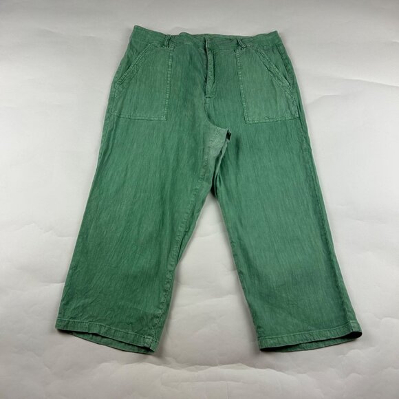 Kut from the Kloth Seafoam Green Linen Blend High Rise Cropped Pant 12 - Picture 1 of 6